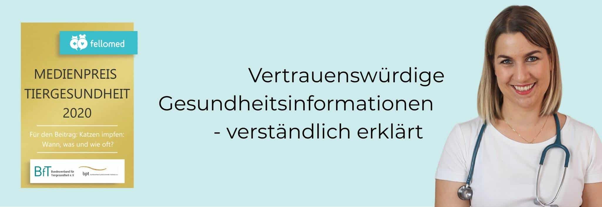 Banner mit Text "Vertrauenswürdige Gesundheitsinformationen - verständlich erklärt" Von Tierärztin Dr. Iris Wagner-Storz | vetdoc.iris